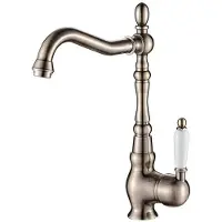 Laveo Design kraan voor spoelbak, vrijstaand model met L-vormige uitloop, antiek messing