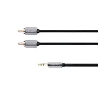 Krüger&Matz - Audiokabel - 100 cm - Jack naar 2x RCA - Koper