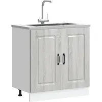 vidaXL Spoelbakonderkast Kalmar 80x46x81,5cm bewerkt hout hoogglanswit