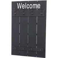 MCW Wandgarderobe -C89 Welcome, garderobe Garderobe paneel, shabby look vintage, 91x60cm ~ donkergrijs, shabby