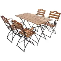 Mendler Biertuin-set -J40, bistroset klaptafel klapstoel, horecakwaliteit acacia MVG-gecertificeerd ~ naturelkleurig