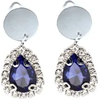 Charme Bijoux Clip Oorbellen-Blauw-Strass -Solange-geen gaatje-