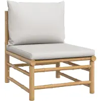 vidaXL 4-delige Loungeset met kussens bamboe lichtgrijs