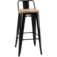 Bolero Bistro Hoge Barstoel Met Houten Zitting Zwart (4 Stuks) - FB623 - Horeca & Professioneel