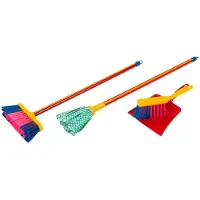 Klein Toys Pure Fresh dweilset - dweil, bezem, handveger en stofblik - 61 cm lange dweil - 55 cm lange bezem - meerkleurig