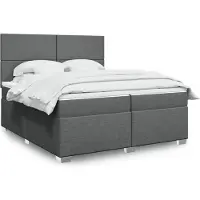 vidaXL Boxspring met matras stof donkergrijs 200x200 cm
