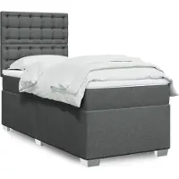 vidaXL Boxspring met matras stof donkergrijs 90x200 cm