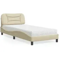 vidaXL Bed met matras "Hvar" stof crèmekleurig 80x200 cm