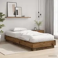 Prolenta Maison Exclusive - Bedframe met LED-verlichting, gemaakt van gerecycled hout, afmetingen 80 x 200 cm, materiaal: houtvezel