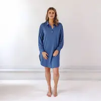Coco & Cici TENCEL Nachthemd Dames Donker Blauw - Maat M