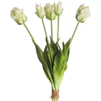Parrot kunst tulpen boeket van 5 White/Green kunsttulpen-Real Touch Tulip x5 L40cm White/Green