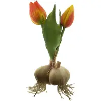 Buitengewoon Boet Kunst Tulpen met Bol x2 orange - 18 cm-Real Touch Tulpen -Kunstbloemen - Kunst Tulpen - Kunst Boeket - Tulp - Latex Bloem - Bruiloft