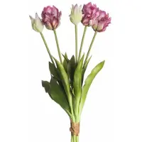 Parrot kunst tulpen boeket van 5 Purple kunsttulpen-Real Touch Tulip x5 L40cm Purple