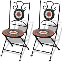vidaXL mozaïekstoel bistro set terracotta/wit