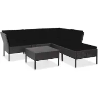 vidaXL 6-delige Loungeset met kussens poly rattan zwart