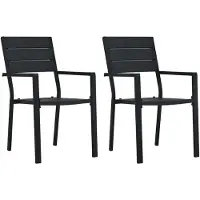 vidaXL Tuinstoelen, 2 stuks, zwart, HDPE, houtlook