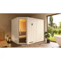 Weka Elementsauna Varberg 4 GT Trend, BioS 9.0, wit, afmetingen: breedte x diepte x hoogte: 244 x 197 x 199