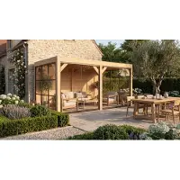 Weka tuinpaviljoen Lumley, 499x307 cm, met 2 wanden, 2 glaselementen, 2 schuifdeuren, in natuurlijke staat