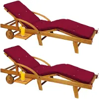 Casaria Ligbed Tami Sun Set van 2 acaciahout incl kussen Rood