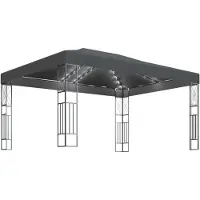 vidaXL Prieel met LED-lichtslinger 3x4 m stof antracietkleurig