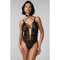 Hunkemoller Private body open kruis Brandy Zwart Dames | Maat: XL