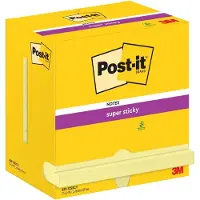 Post-It Super Sticky Notes 655-12SSCY 76 x 127 mm 90 Vellen per blok Geel Rechthoekig Effen Pak van 12