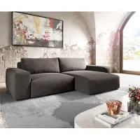 DELIFE Hoekbank Lanzo XL 270x180 cm microvezel kaki bruin variabele rugleuning