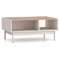 Selsey Dunea – Salontafel met open vakken, Kasjmier grijs/eikenlook, 90x60 cm