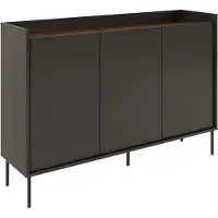 Selsey Tovi - Dressoir met 3 deuren, 140 cm, Zwart / Notenhoutlook