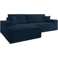 Selsey Hoekbank Galine New links ribstof met slaapfunctie | ribfluweel blauw 267x85x167 cm hoekbanken | NADUVI