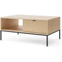 Selsey Vellore – Salontafel met lade en zwart frame, Eikenlook, 104 x 68 cm