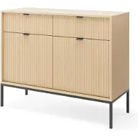 Selsey VELLORE – Buffetkast met 2 deuren, Eiken Vicenza-look met zwart frame, 104 cm