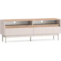 Selsey Dunea – TV-meubel met 2 laden en open vakken, Kasjmier grijs/eikenlook, 154 cm