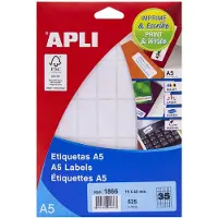 APLI witte etiketten Print & Write ft 19 x 40 mm (b x h), 525 stuks, 35 per blad (1866) - 3 stuks