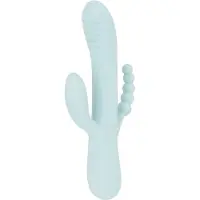 Good Vibes Only Soft Siliconen Roterende Triple Rabbit vibrator - Sage