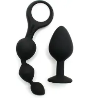 Rimba - Barcelona - Anaal Set Met Buttplug En Anaal kralen - Zwart