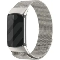 Strap-it luxe Milanese band geschikt voor Fitbit Charge 6 (sterrenlicht) – stijlvol RVS horlogebandje met magnetische sluiting – verstelbare roestvrijstalen band voor Fitbit activity tracker