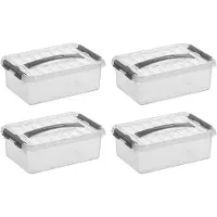 Sunware Q-line opbergbox 4L - Set van 4 - Transparant/grijs
