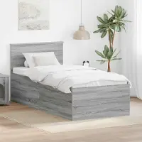 vidaXL Bedframe Grijs Sonoma 75 x 190 cm Bewerkt hout