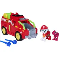 Paw Patrol : The Dino Movie, Marshall Dino Rescue Firetruck met volledig ronddraaiende projectielwerper en 2 actiefiguren