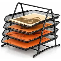 BOTC Brievenbak 4 Vakken - 4 Uitschuifbare Lagen - Bureau Organizer - Bureau organizer - Metaal - Zwart