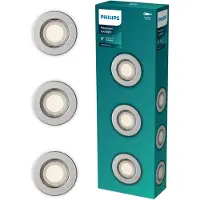 Philips Led inbouwspot | Rond | Nikkel | Ø 68 mm | GU10 fitting | IP20 | 3 stuks