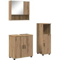 vidaXL Badkamerkastset, 3 stuks, Artisan-eikenhout, 61 x 35 x 64 cm