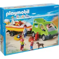 Sonstige Verlage familiebus met boot en trailer speelfiguur - 4144, multikleur