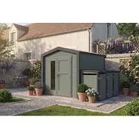 Weka Tuinhuis Killarney, 250x250 cm, groen-grijs, 28 mm dik, afvalcontainerbox voor 3 containers