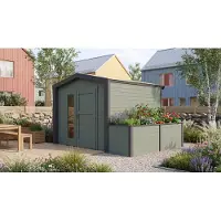 Weka Tuinhuis Killarney, 250x250 cm, groen-grijs, 28 mm, verhoogd plantenbed