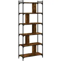 vidaXL Boekenkast 6-laags 76x32x192 cm bewerkt hout gerookt eikenkleur