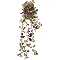 Hortus Kunsttak saxifraga hanging bush green/burgundy, 85 cm