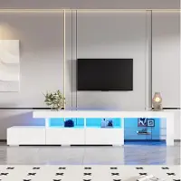 STILVORA Dressoir - Tv Meubel Met Ledverlichting En Hoogglans Front - 3 Lades En 7 Vakken Voor Woonkamer - MDF - 180x35x45 Cm - Wit