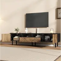 STILVORA Dressoir - Tv Meubel Met 2 Lades En 2 Deuren - Voor Woonkamer - Spaanplaat - 180x40x45 Cm - Zwart;Naturel